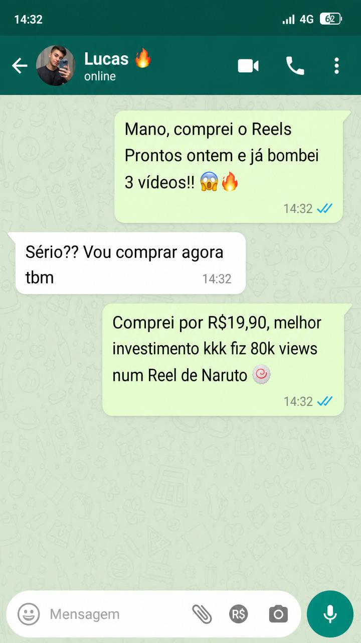 Cliente comentando sobre resultados no WhatsApp